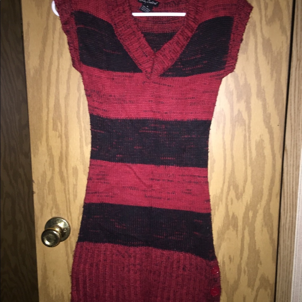 Ladies size S red n black sweater dress